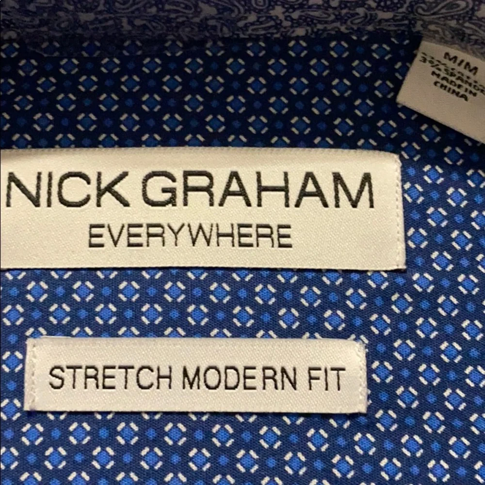 BNWT Nick Graham slim fit full sleeve button, 97% cotton, 3% Spandex shirt # M